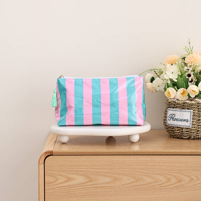 Waterproof Cosmetic Case PVC Make up Bag Fun Stripes