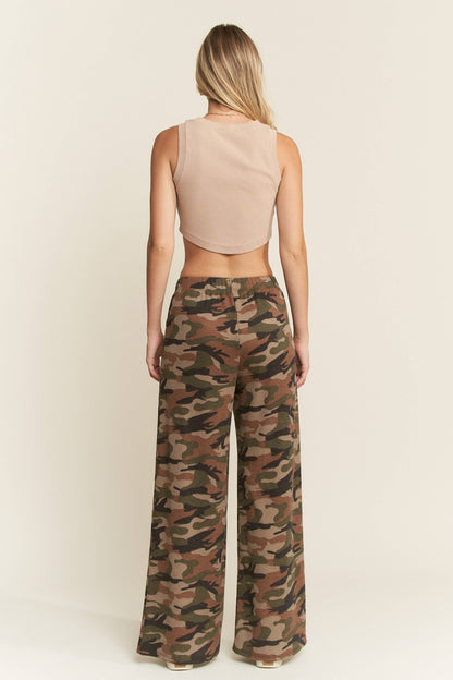 ARMY CAMO WIDE LEG PANTS