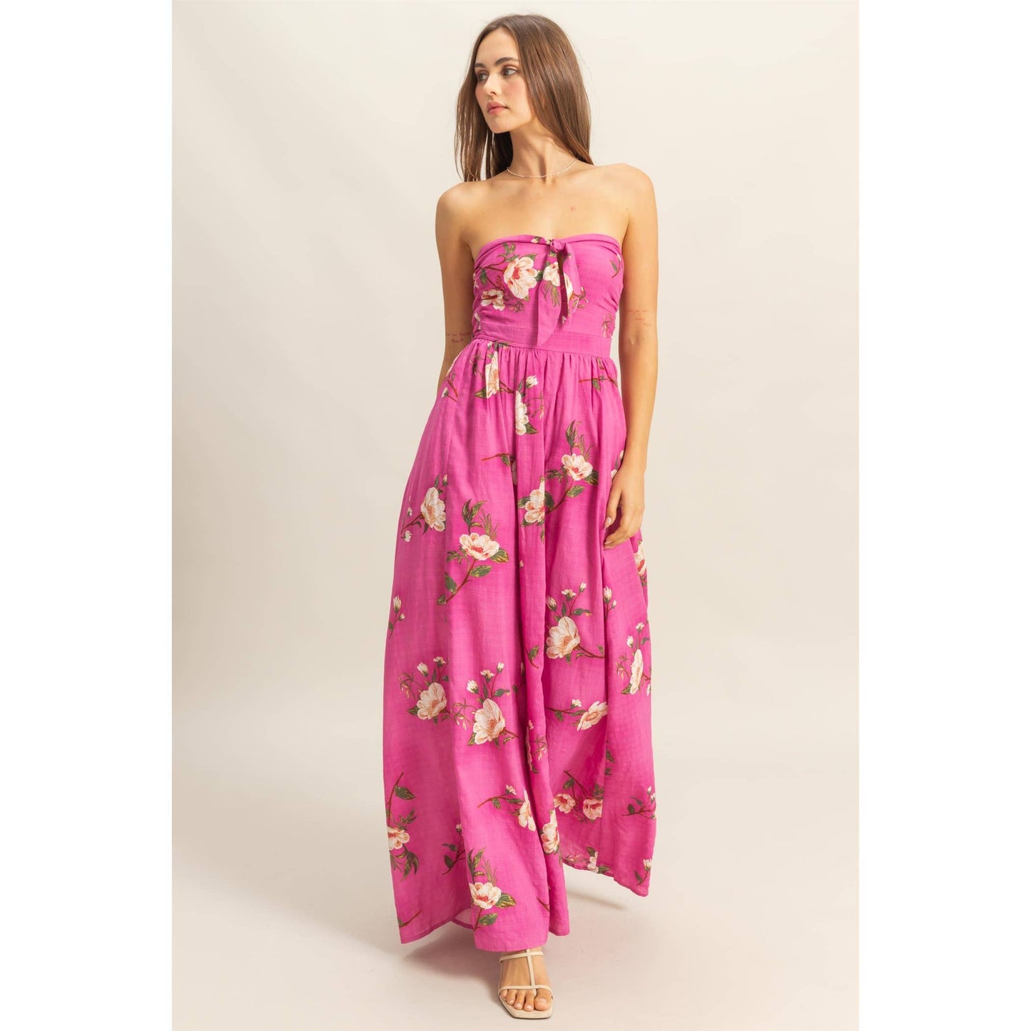 Floral Print Strapless Jumpsuit