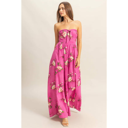 Floral Print Strapless Jumpsuit