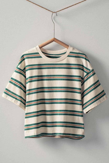 Striped Vintage Wash Cropped Tee