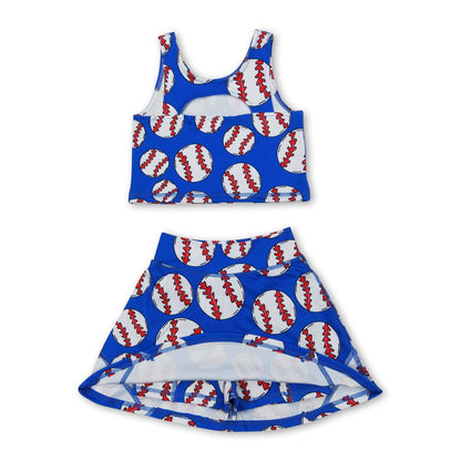 blue baseball girls clothing set