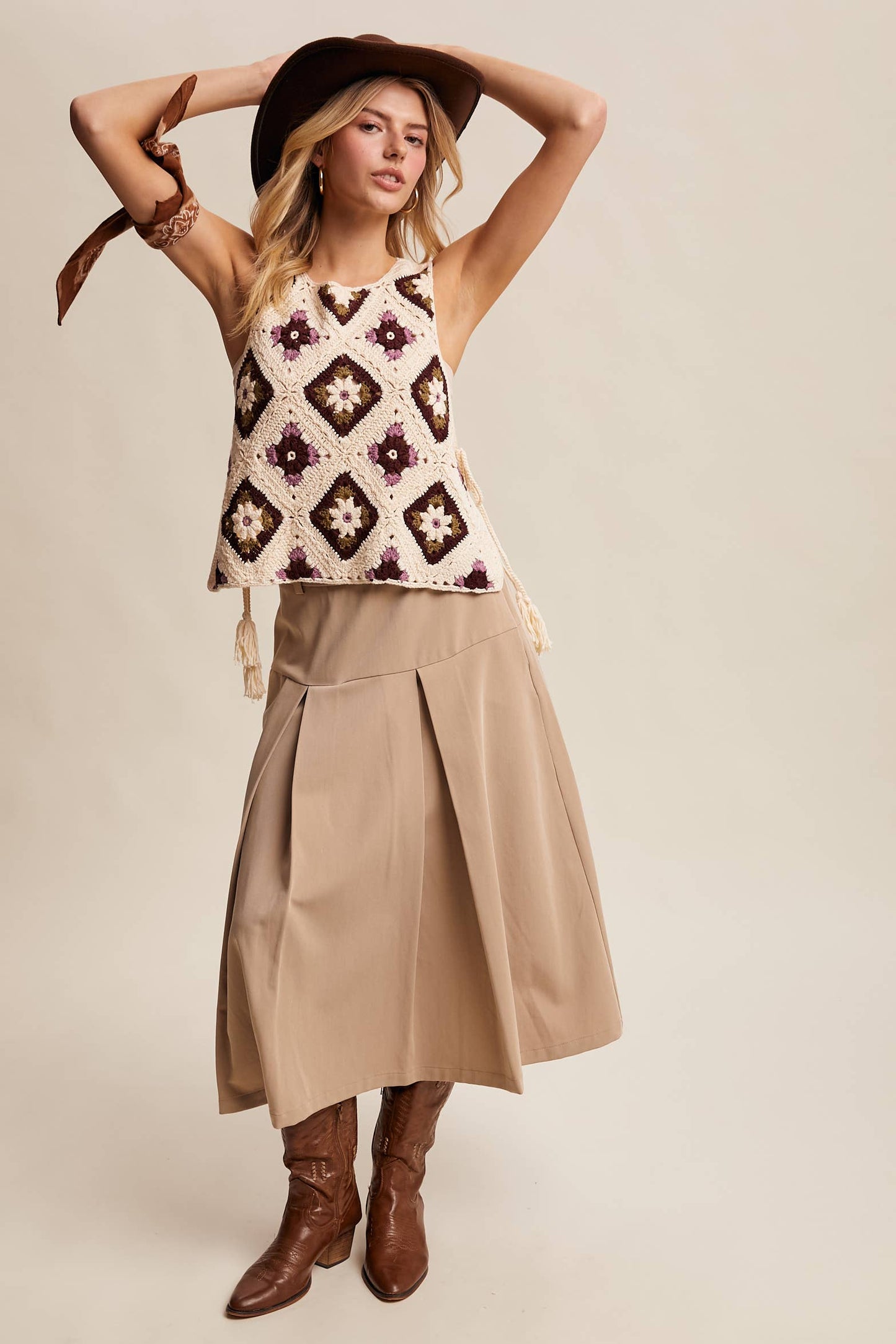 Crochet Side Tie Vest