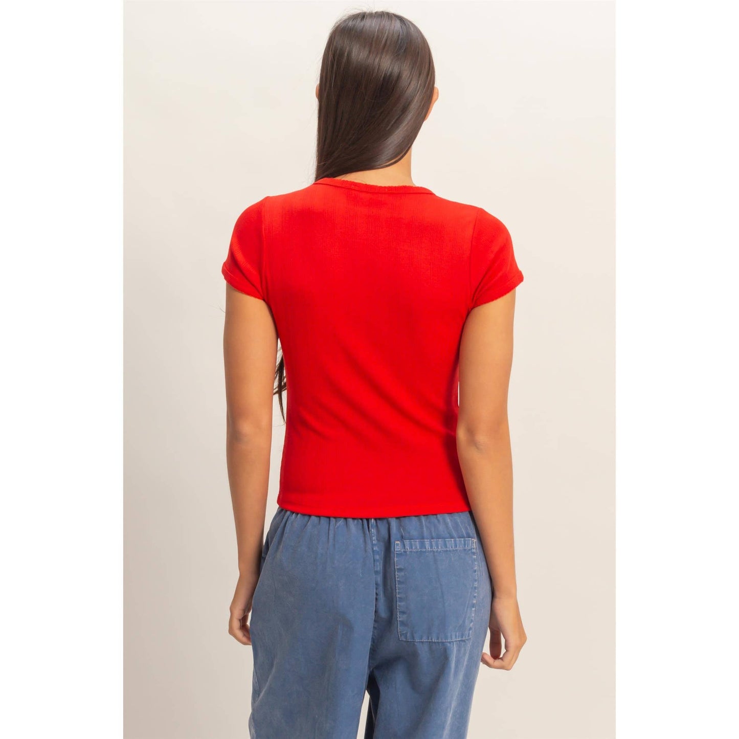 Pointelle Short Sleeve Top