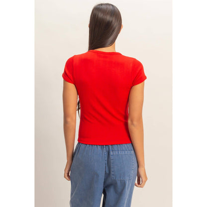 Pointelle Short Sleeve Top