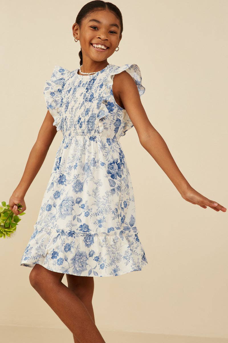 Girls Floral Ruffle Dress