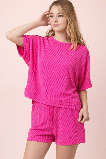 Ribbed Knit Shorts Set