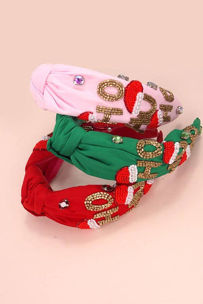 HO HO HO Beaded Headband