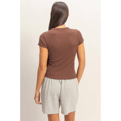 Pointelle Short Sleeve Top