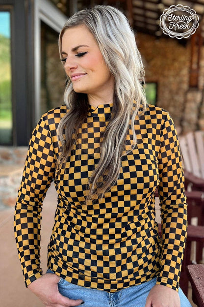 Pep Rally Mesh Top Gold & Black