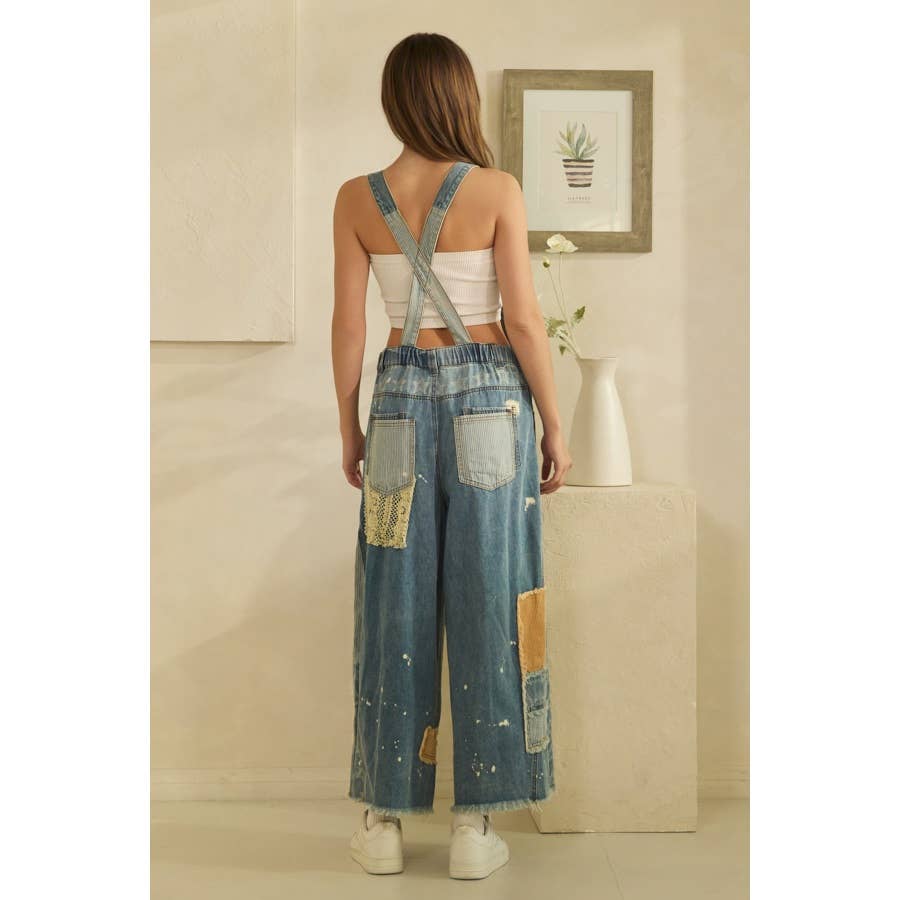 MULTI PATCH DENIM OVERALLS