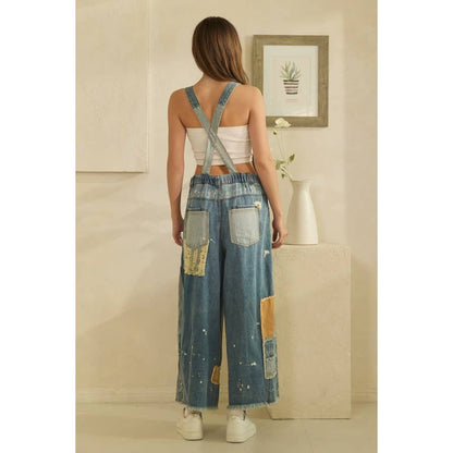 MULTI PATCH DENIM OVERALLS
