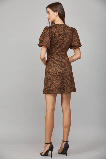 Leopard Suede Bow Dress