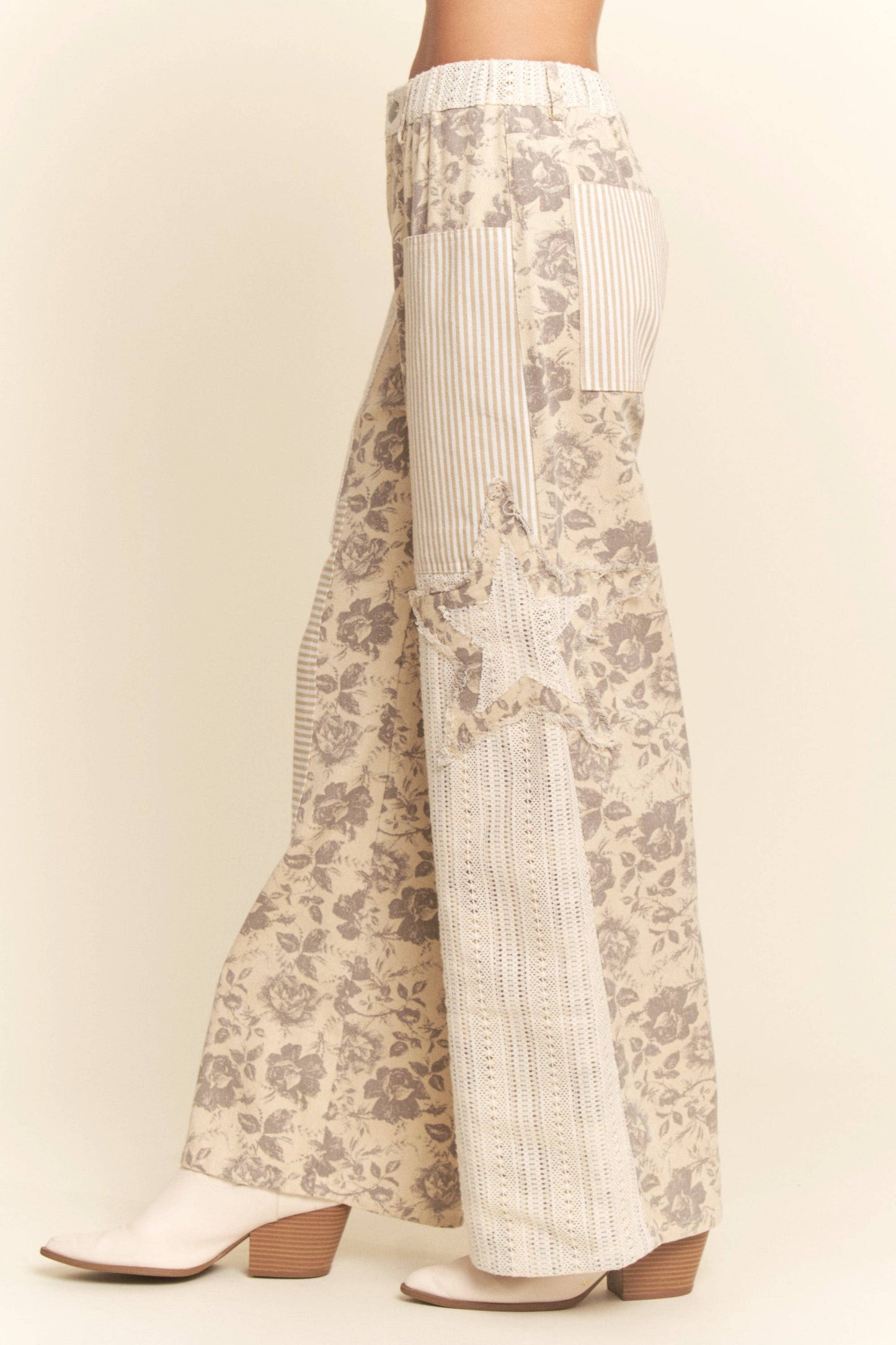 FLORAL PATCHWORK PANTS