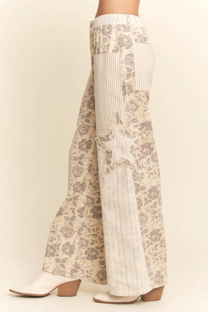 FLORAL PATCHWORK PANTS