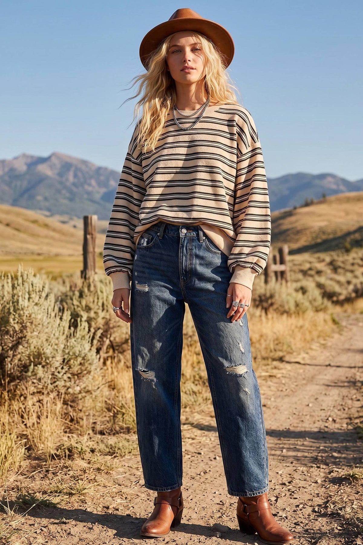 Oversized French Terry Striped Sweatshirt