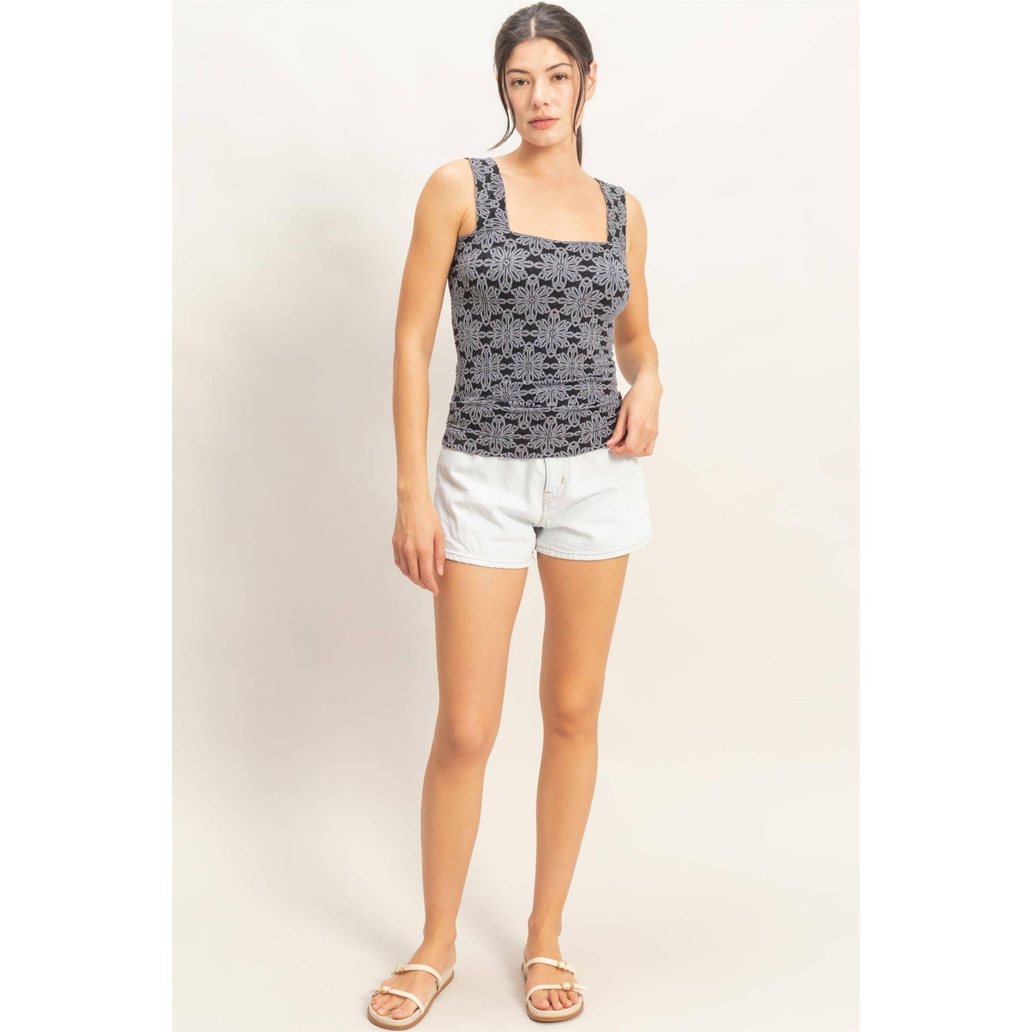 Floral Square Neck Top