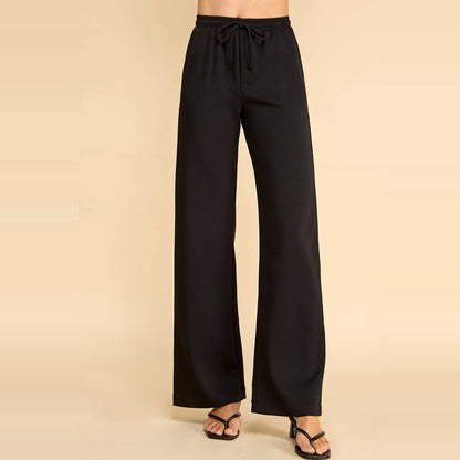 Wide Leg Drawstring Lounge Pants with Pockets