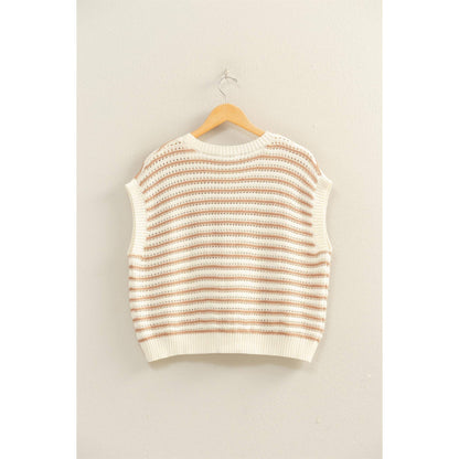 Striped Sleeveless Crew Neck Top