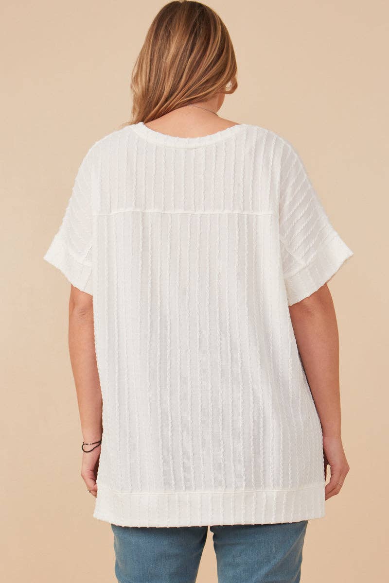 Cable Knit Banded Dolman Vneck