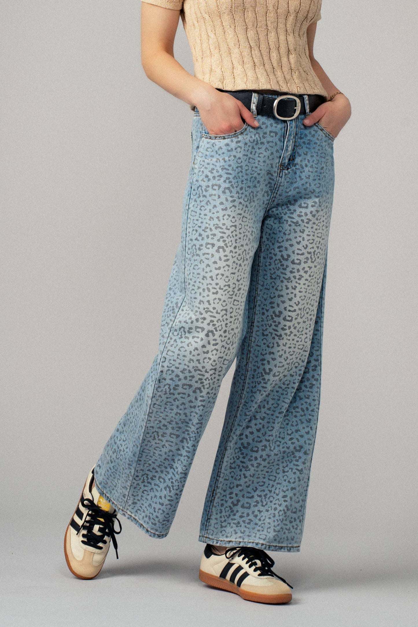 Leopard Wide-Leg Denim