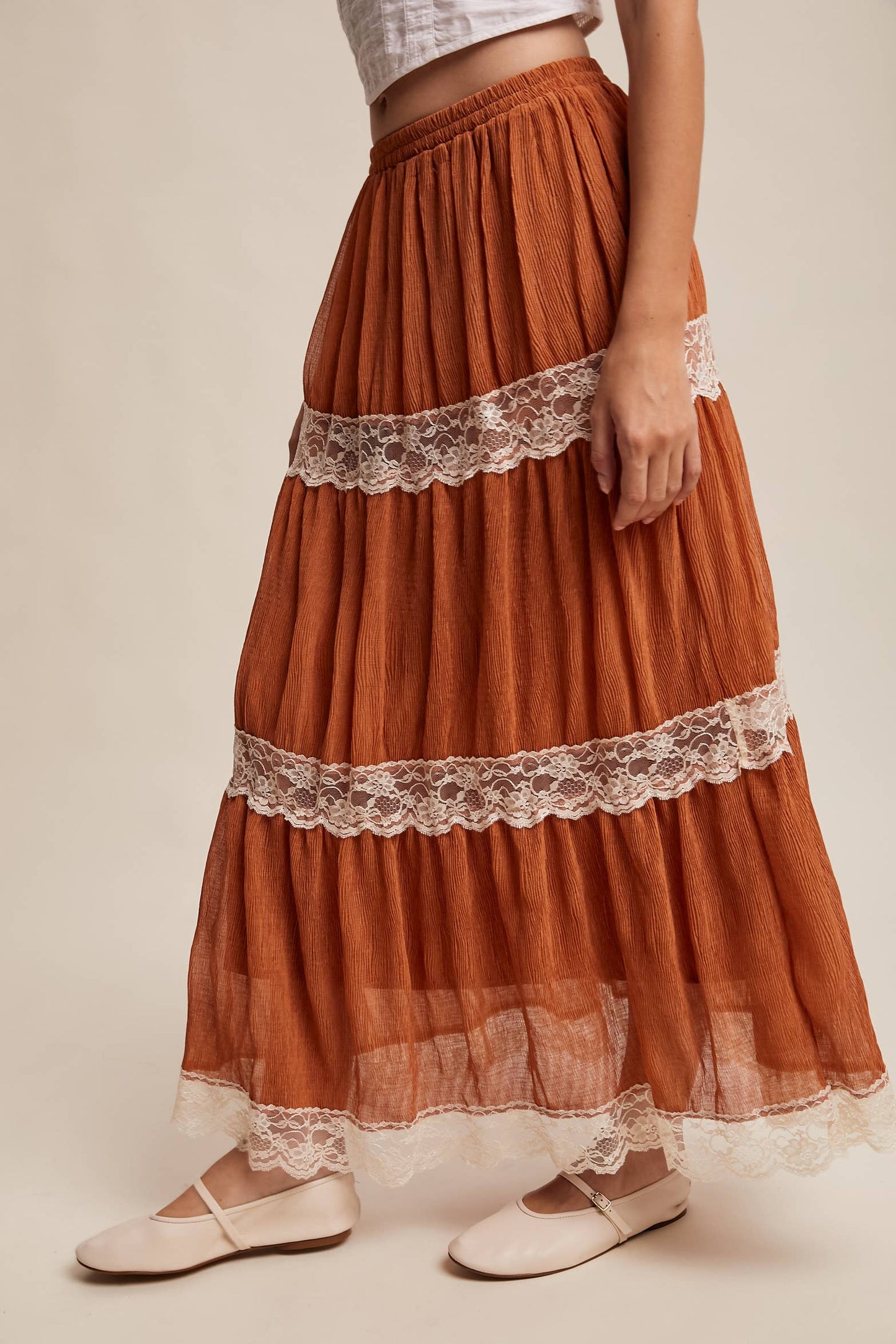 Tiered Lace Maxi Skirt