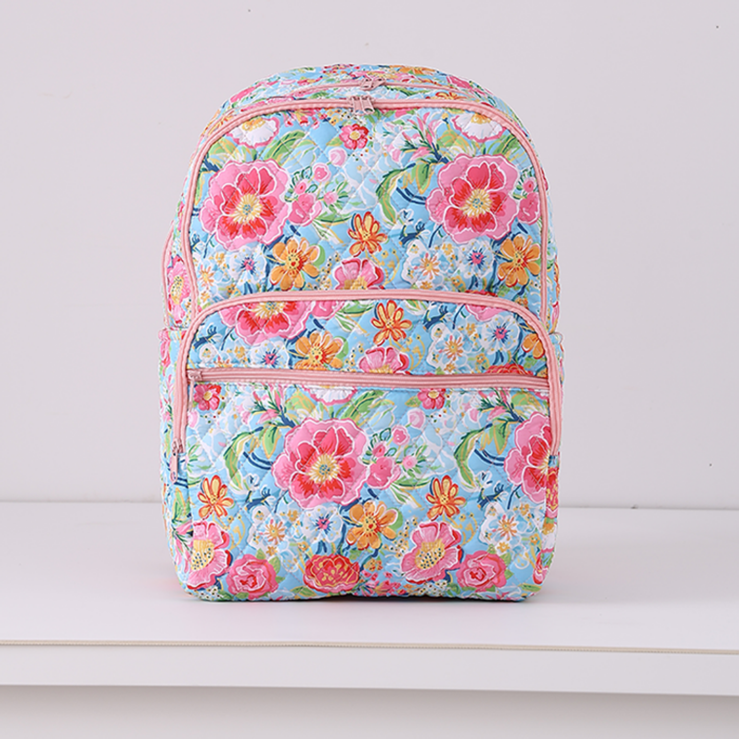 Quilted Full Size Backpack Pink Lemonade Floral