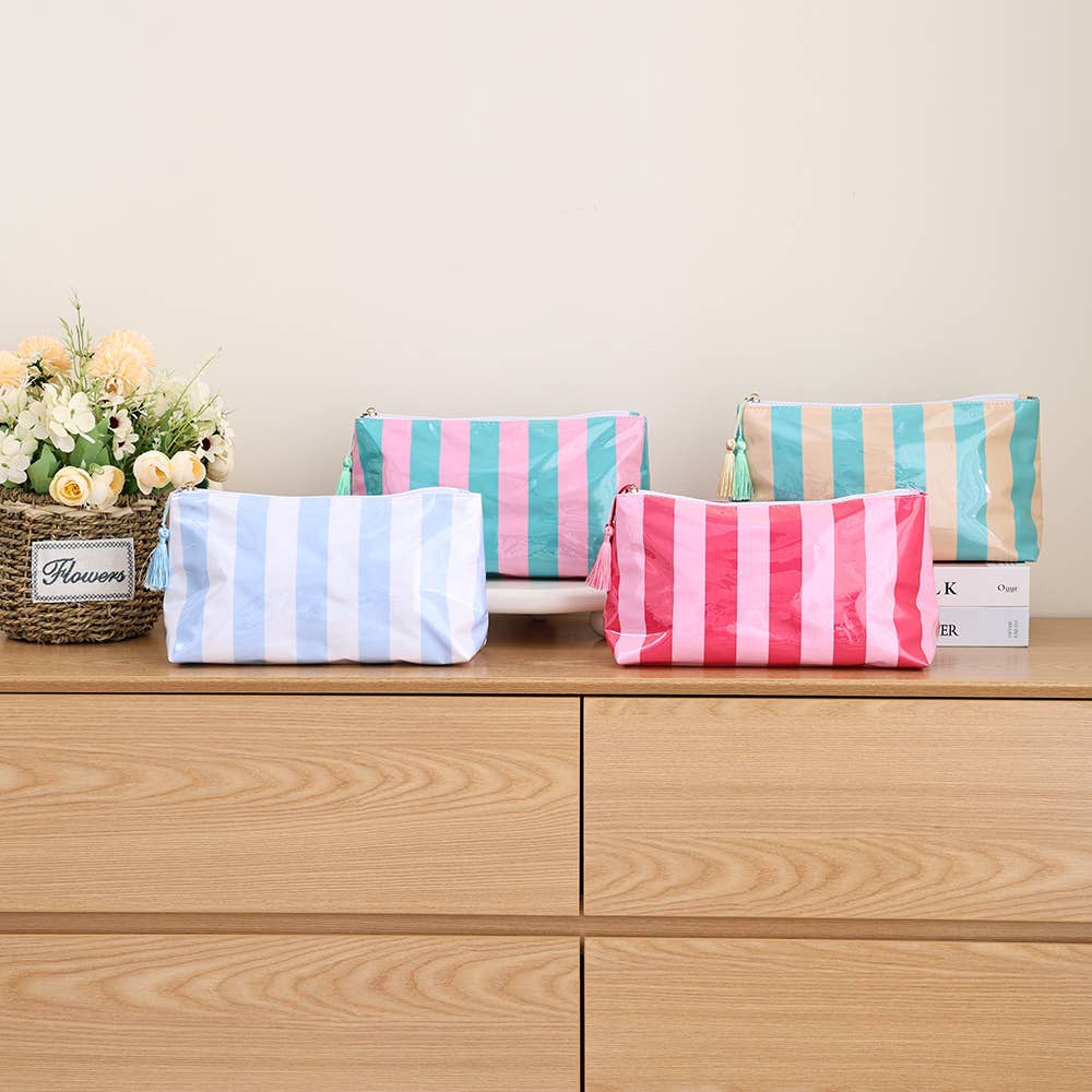 Waterproof Cosmetic Case PVC Make up Bag Fun Stripes