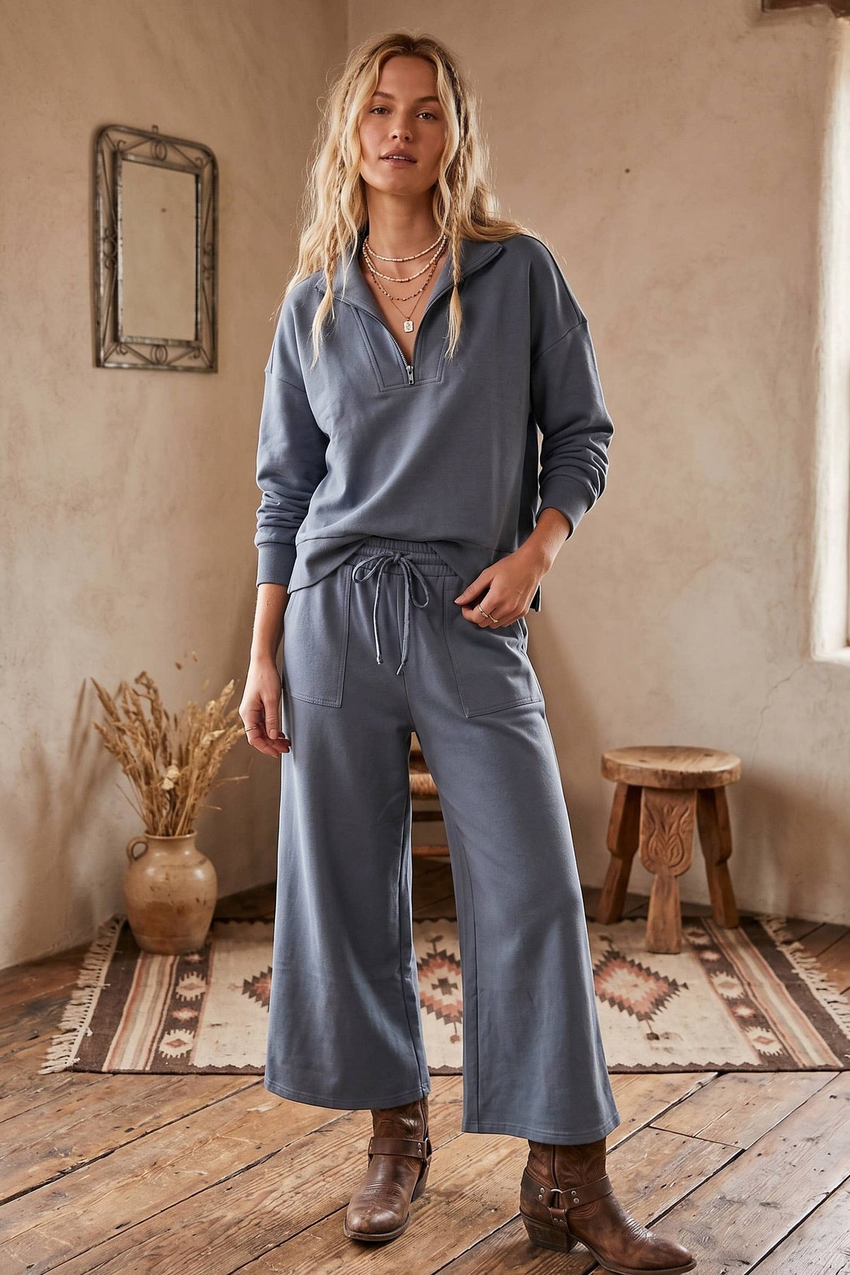 Scuba Half Zip Pants Set