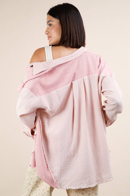Blush Mineral Washed Oversized Shacket