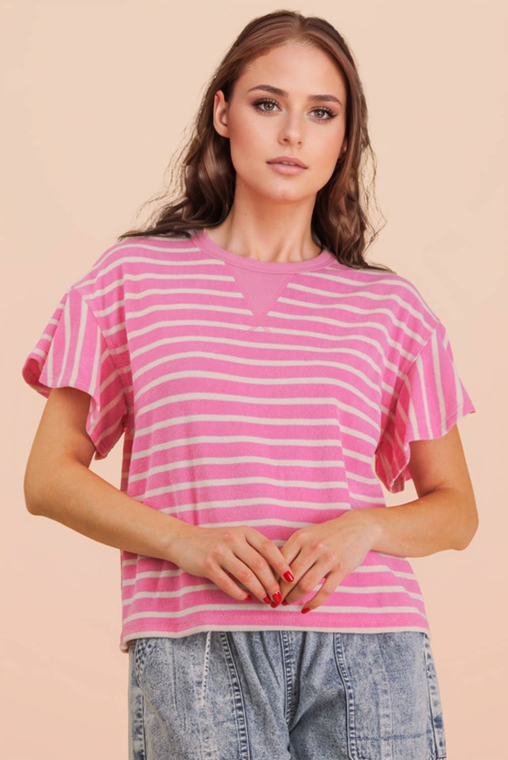 Oversized Casual Stripe Knit Top