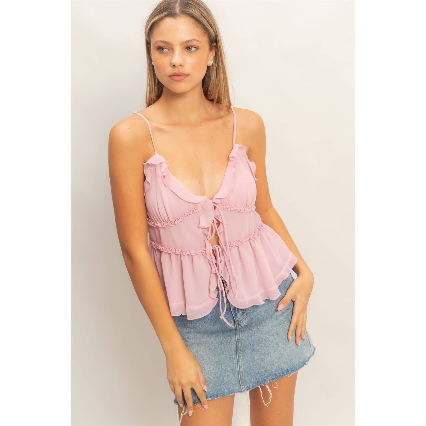 Tiered Tie-Front Top