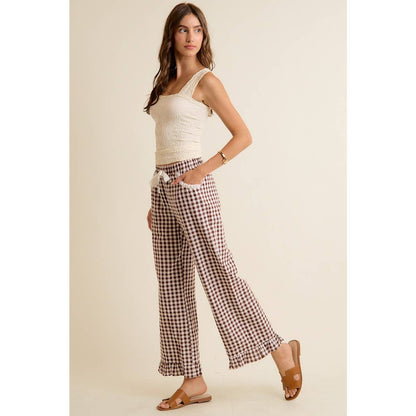 GINGHAM RUFFLED PANTS