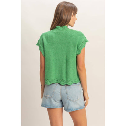 Button-Front Crochet Sweater