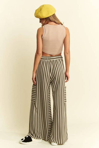 STRIPE WIDE LEG PANTS