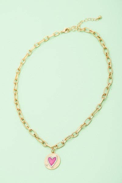 EPOXY HEART CHARM LINK NECKLACE | 31N22001