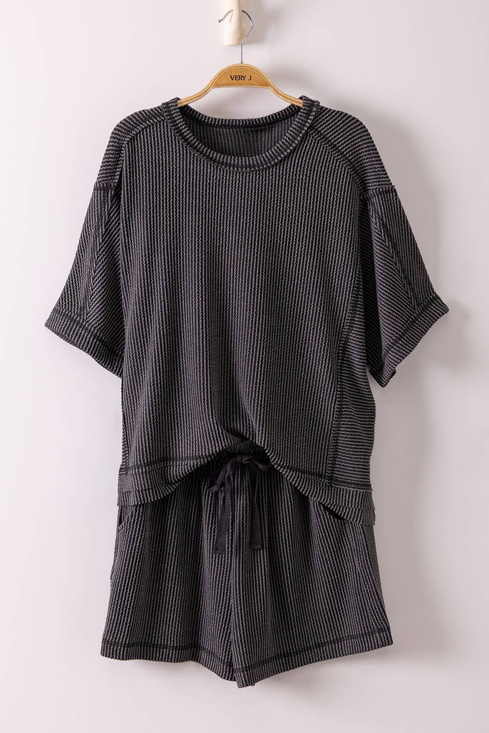 Ribbed Knit Shorts Set