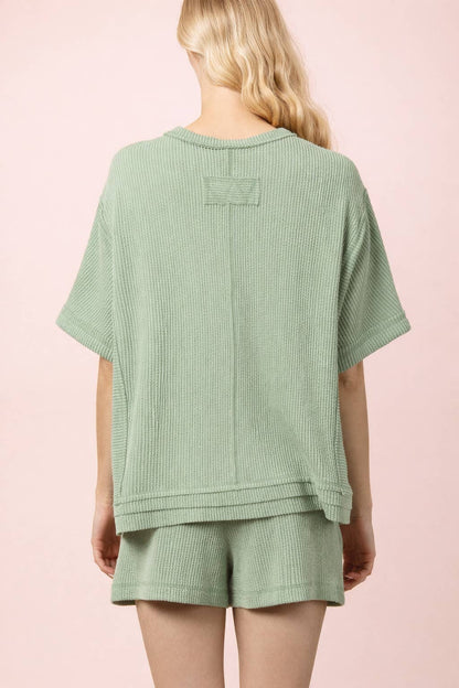Ribbed Knit Shorts Set