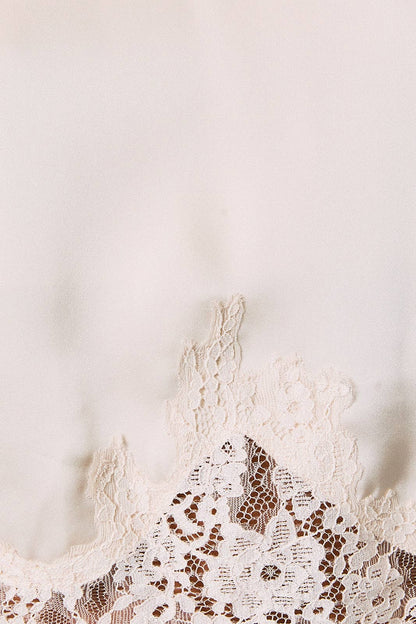 ELASTIC WAIST LACE TRIM WIDE LEG PANTS