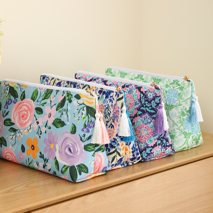 Floral Canvas Cosmetic Case Toiletry Bag Makeup Bag