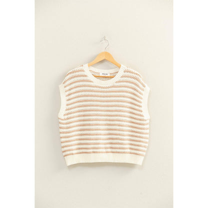Striped Sleeveless Crew Neck Top