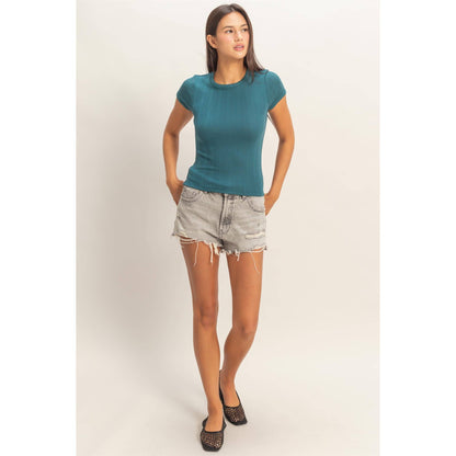 Pointelle Short Sleeve Top