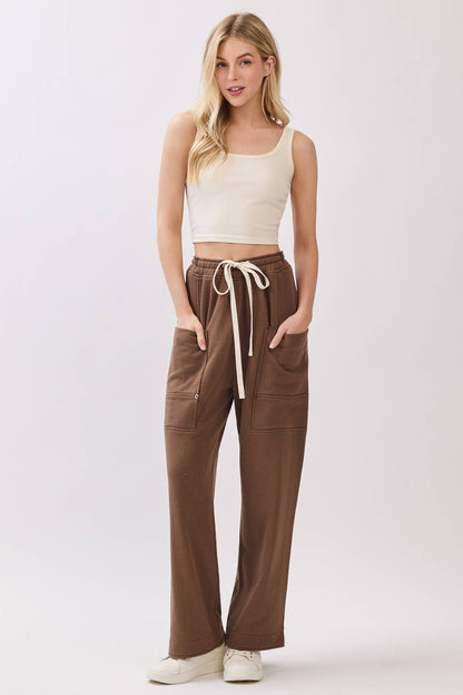 French Terry Wide-Leg Pants