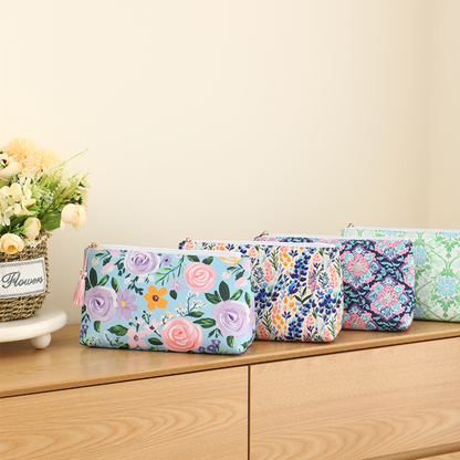 Floral Canvas Cosmetic Case Toiletry Bag Makeup Bag