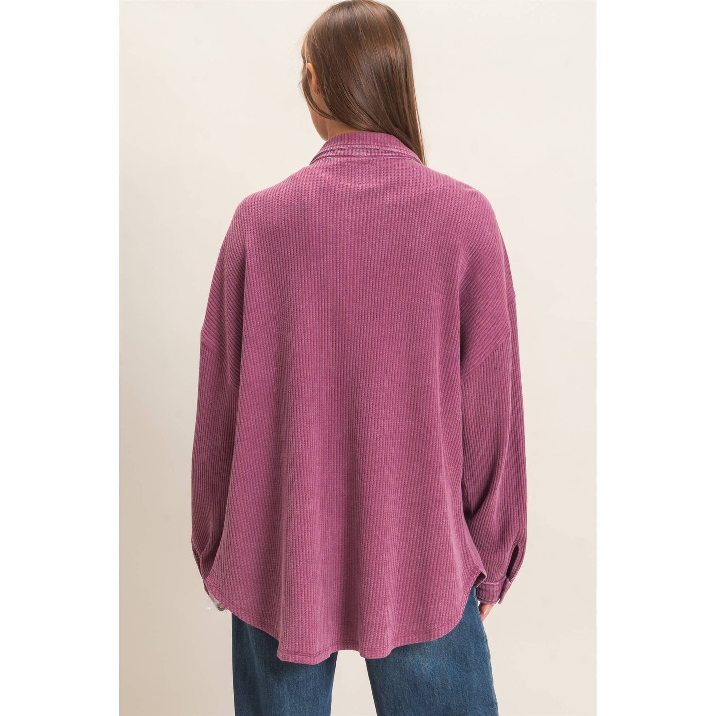 Waffle Knit Button-Up Shacket