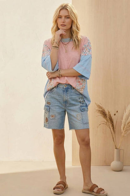Oversized Floral Patchwork Tee