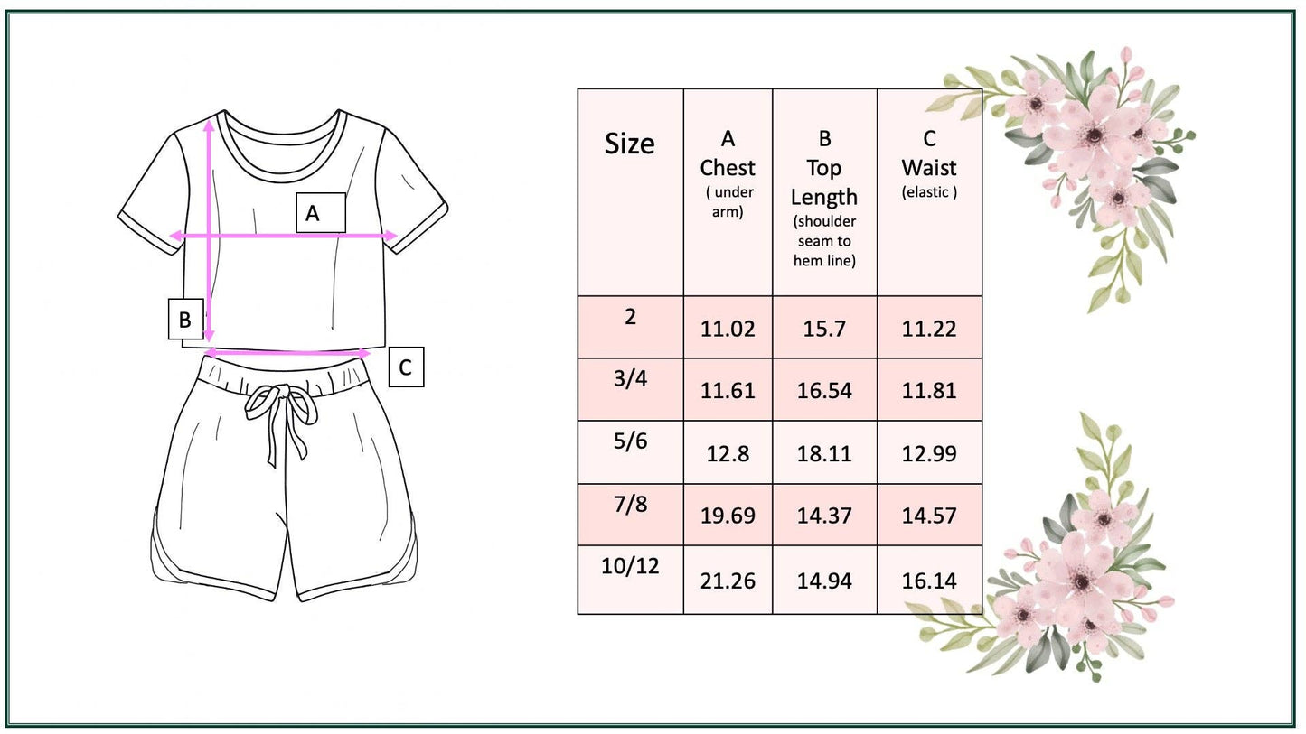 Girls Flower Spring Summer Short Set