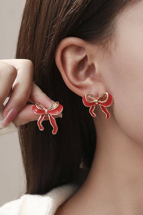ENAMEL BOW EARRINGS