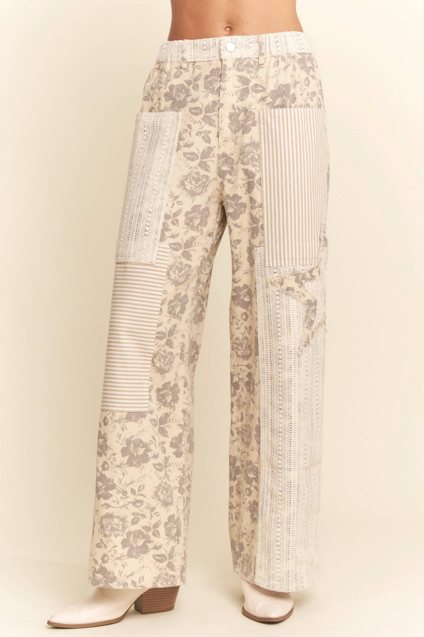 FLORAL PATCHWORK PANTS