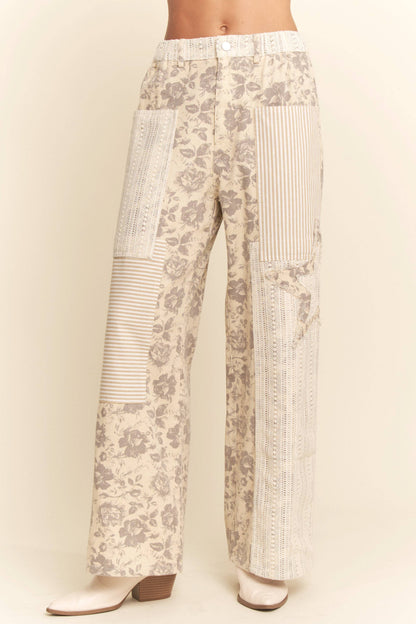 FLORAL PATCHWORK PANTS